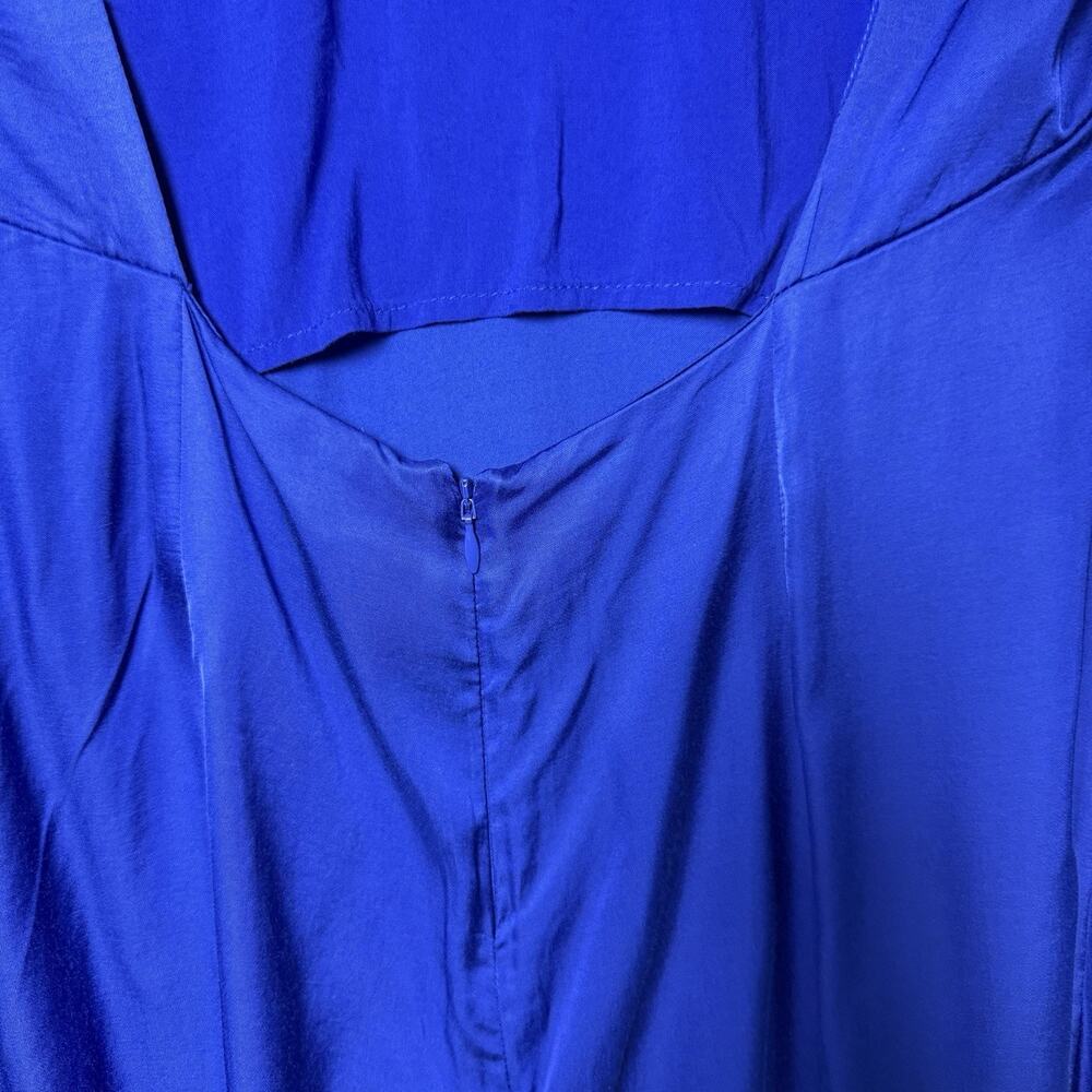 Farm Rio Mini Dress Bright Blue Open Back Ruffled Long Sleeve Women’s M - Picture 8 of 16